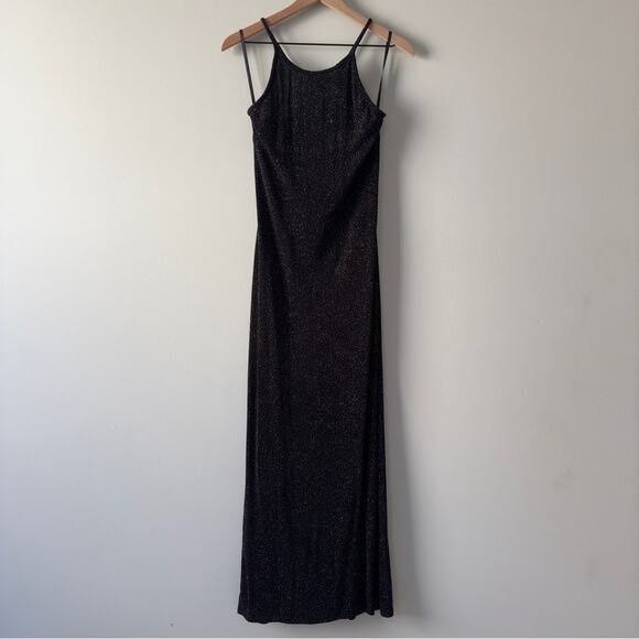 Vintage Scott McClintock Colorful Glitter Maxi Dress party spaghetti strap black - Picture 9 of 9